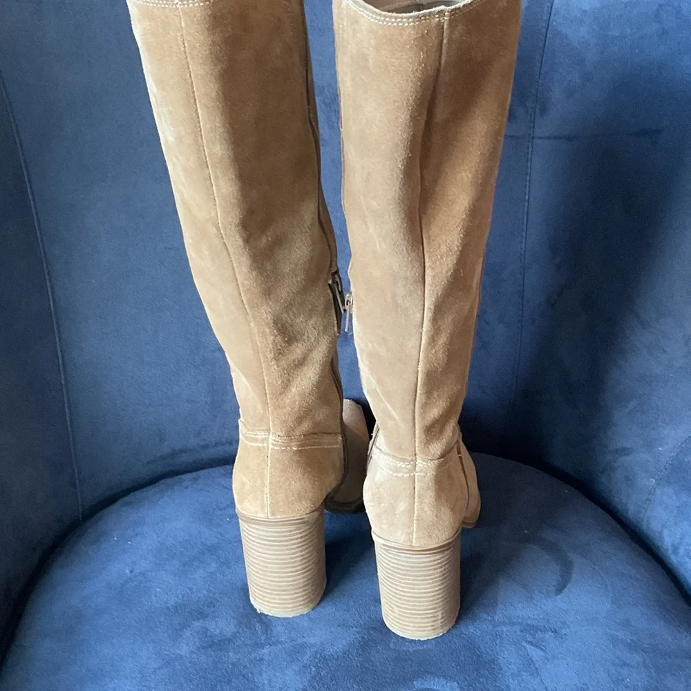 Steve Madden Camel Elexis Suede Heeled Boots - Picture 5 of 9